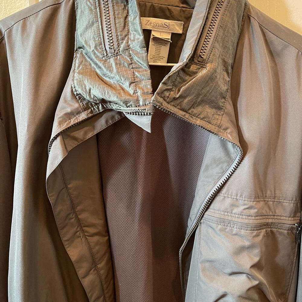 Ermenegildo Zegna Sport Men's Insulated Windbreaker Hooded Jacket Brown Sz L